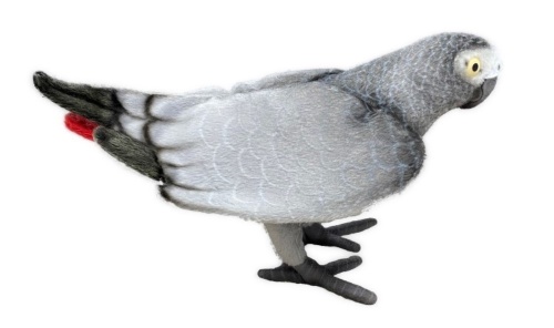 African Grey Parrot 23cm Realistic Soft Toy by Hansa