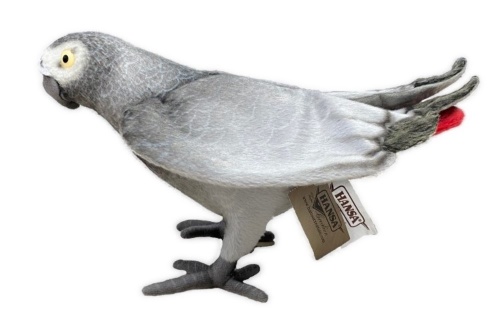 African Grey Parrot 23cm Realistic Soft Toy by Hansa