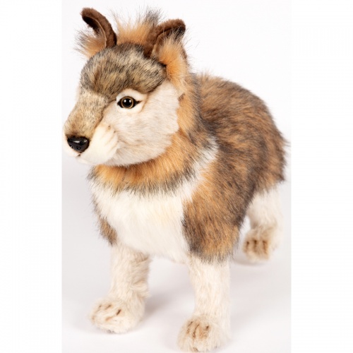 Grey Wolf Cub Standing 44cmL Plush Soft Toy by Hansa