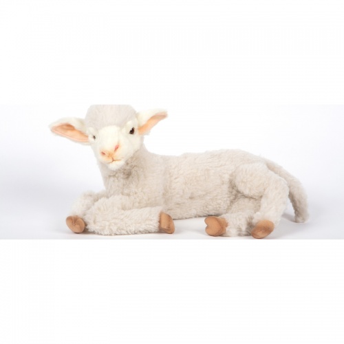 White Lamb Lying 33cm Realistic Soft Toy by Hansa