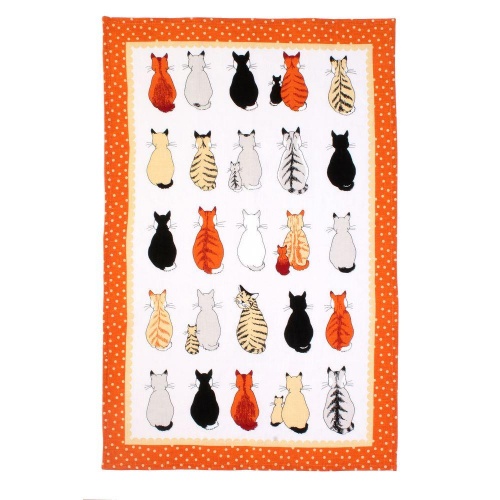 Cotton Tea Towel - Cats in Waiting by Ulster Weavers