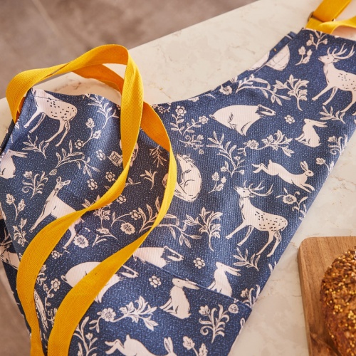 Forest Friends - Navy Apron - Cotton One Size in Navy by Ulster Weavers