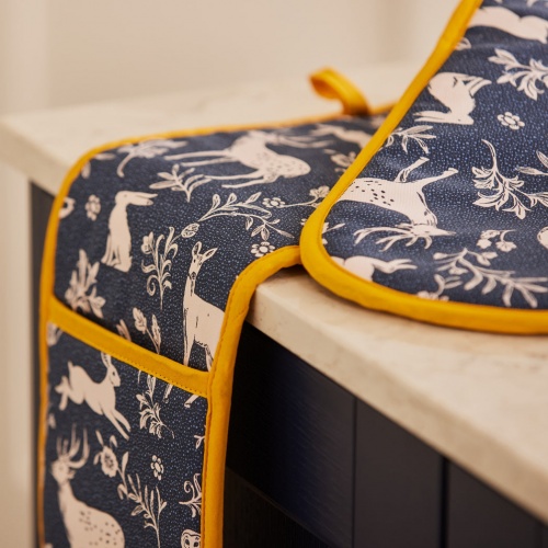 Forest Friends - Navy Double Oven Glove One Size in Navy by Ulster Weavers