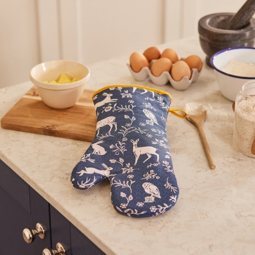 Forest Friends - Navy Gauntlet Oven Glove One Size in Navy by Ulster Weavers