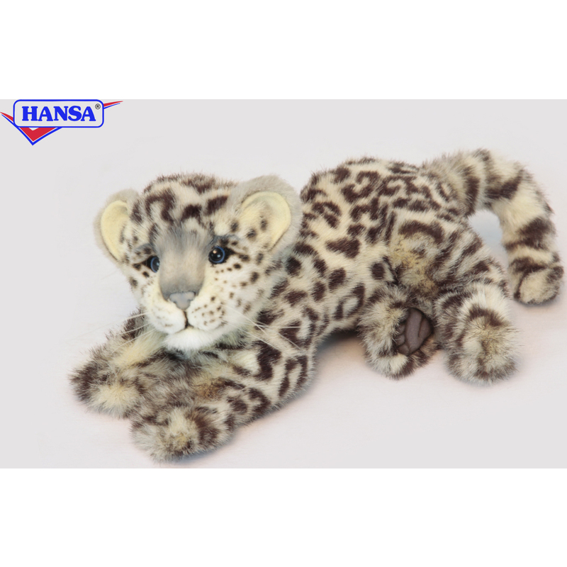 Snow Leopard Cub Laying 30cmL Plush Soft Toy by Hansa