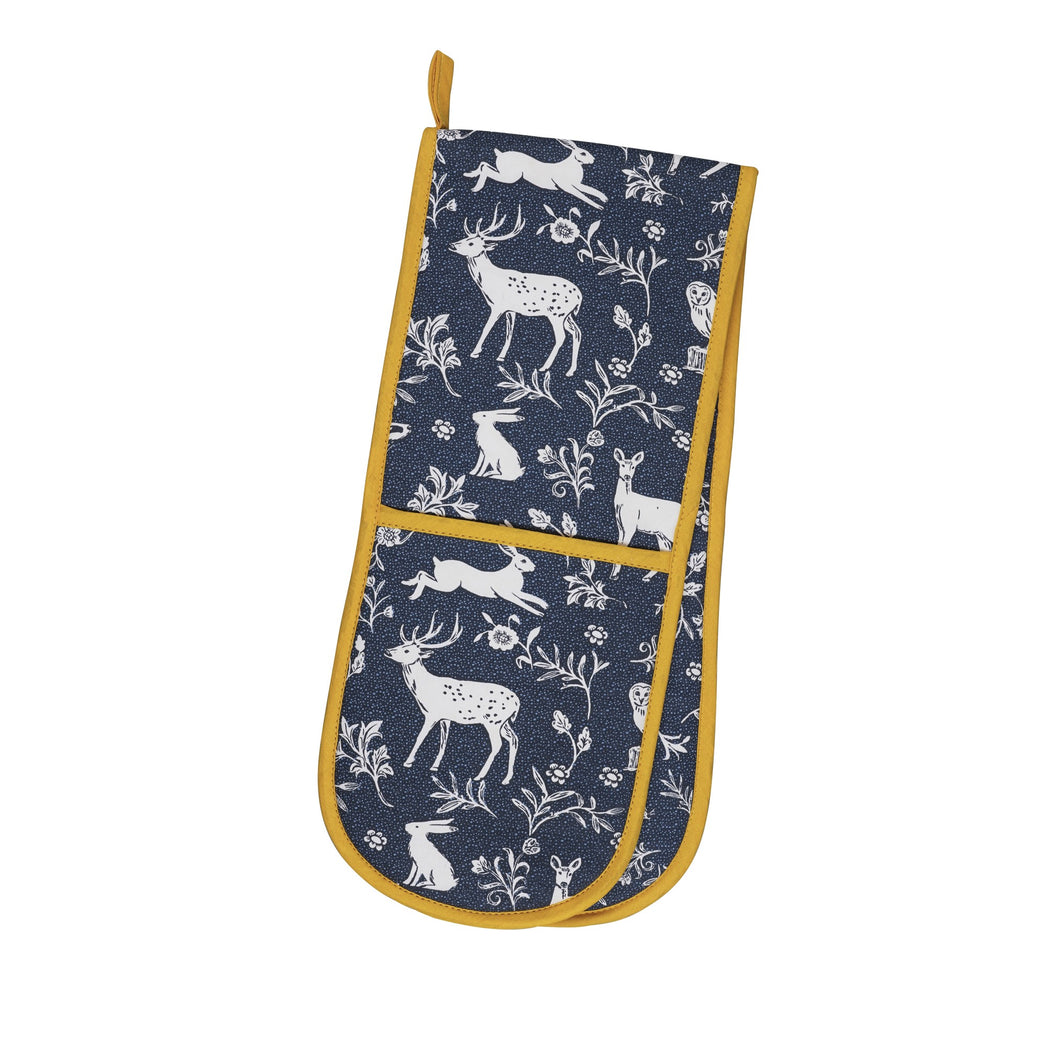 Forest Friends - Navy Double Oven Glove One Size in Navy by Ulster Weavers