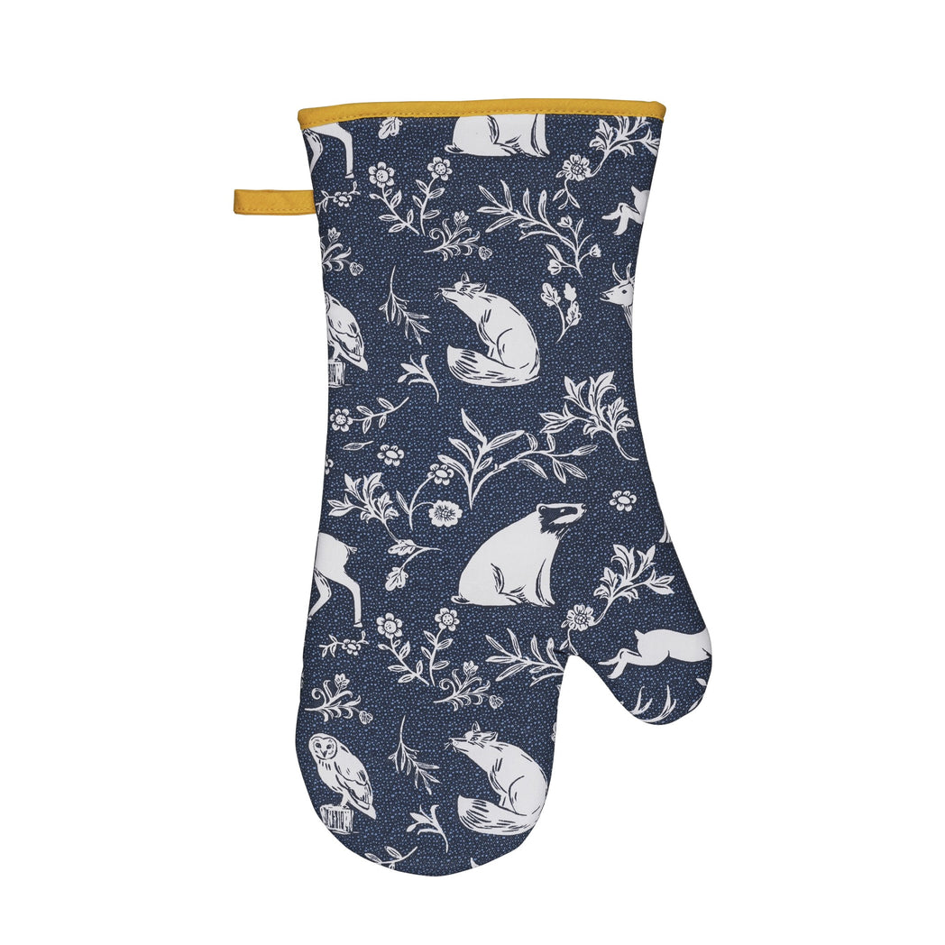 Forest Friends - Navy Gauntlet Oven Glove One Size in Navy by Ulster Weavers