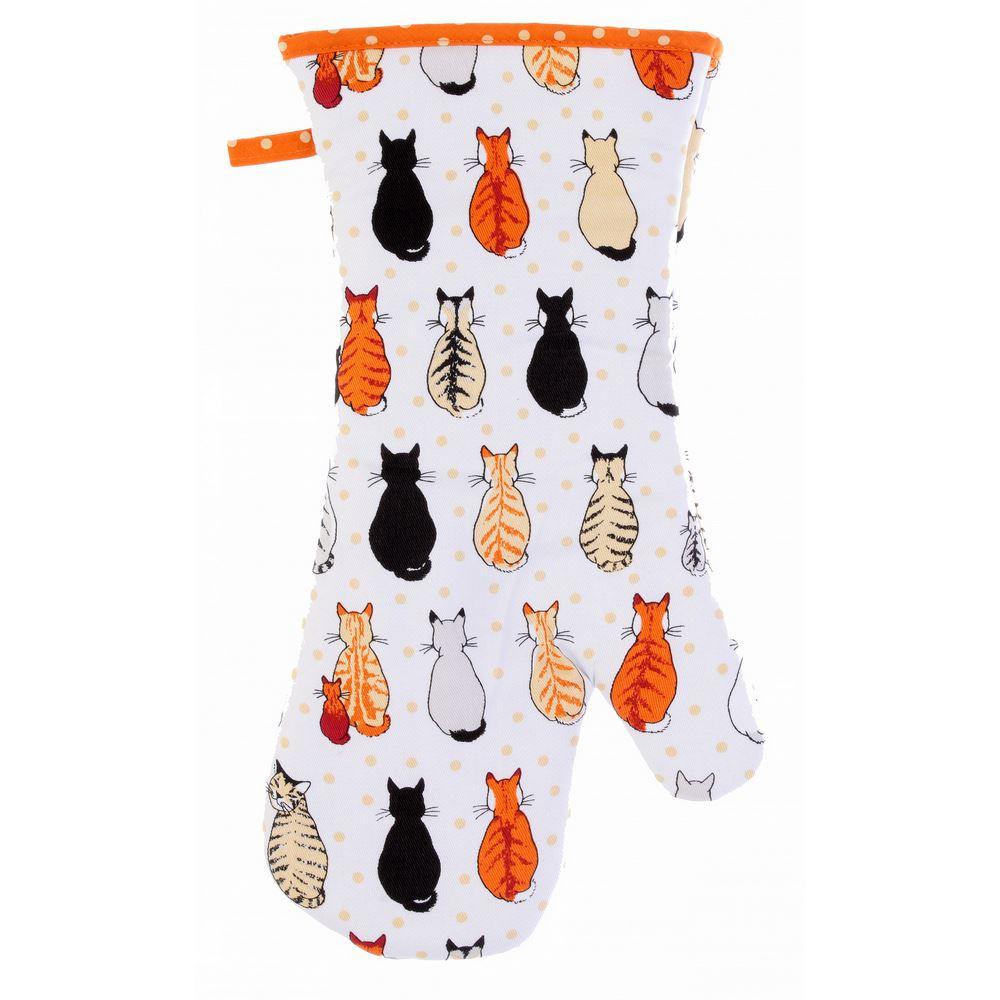 Gauntlet Single Oven Glove - Cats in Waiting by Ulster Weavers